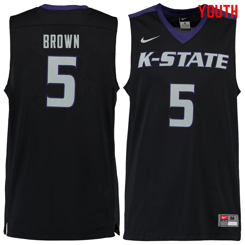 Youth #5 Barry Brown Kansas State Wildcats College Basketball Jerseys Sale-Black - Click Image to Close